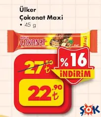 ÜLKER ÇOKONAT MAXİ ÇİKOLATA 45 G